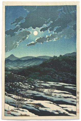 Kawase Hasui Kanrichi Mountain Pass in Moonlight, circa 1927