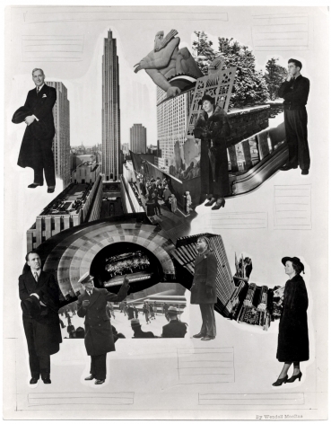 Unique photomontage of Rockefeller Center for print